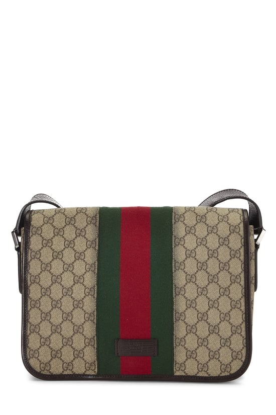 Brown GG Supreme Canvas Web Flap Messenger Bag