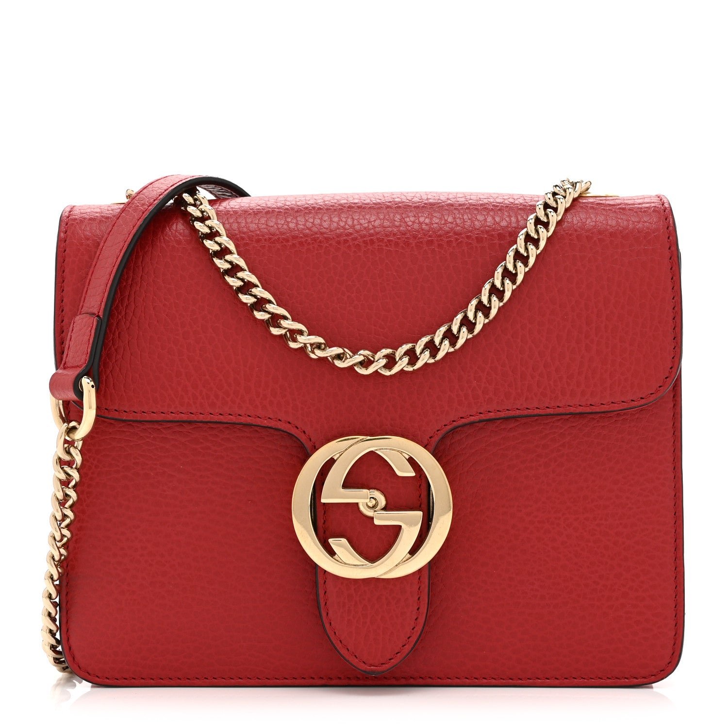 Gucci Dollar Calfskin Small Interlocking G Shoulder Bag Red