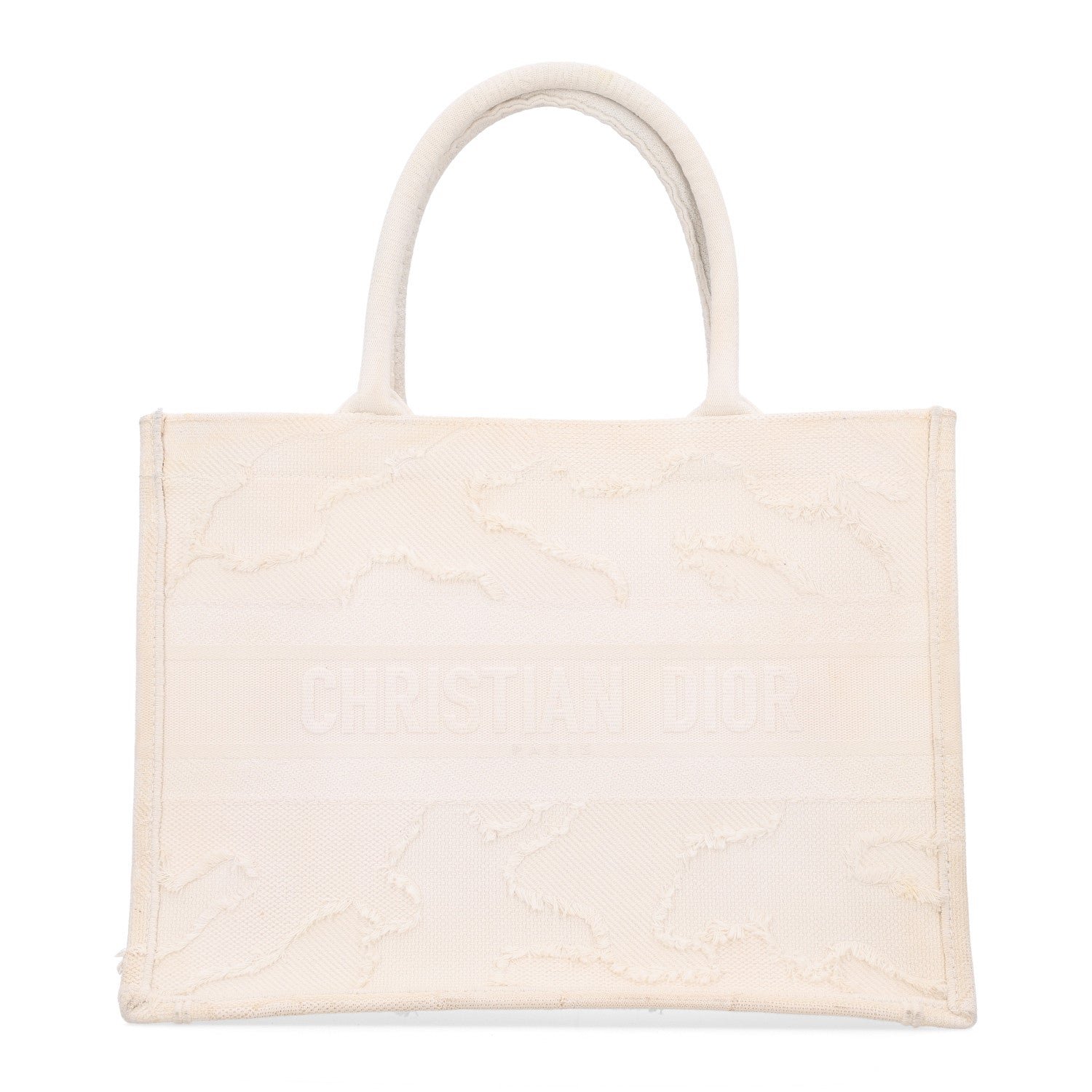 Christian Dior Canvas Embroidered Camouflage Medium Book Tote White