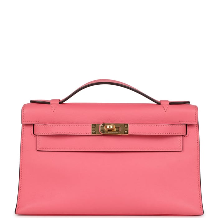 Hermes Hermes Kelly Pochette Rose Azalee Swift Gold Hardware