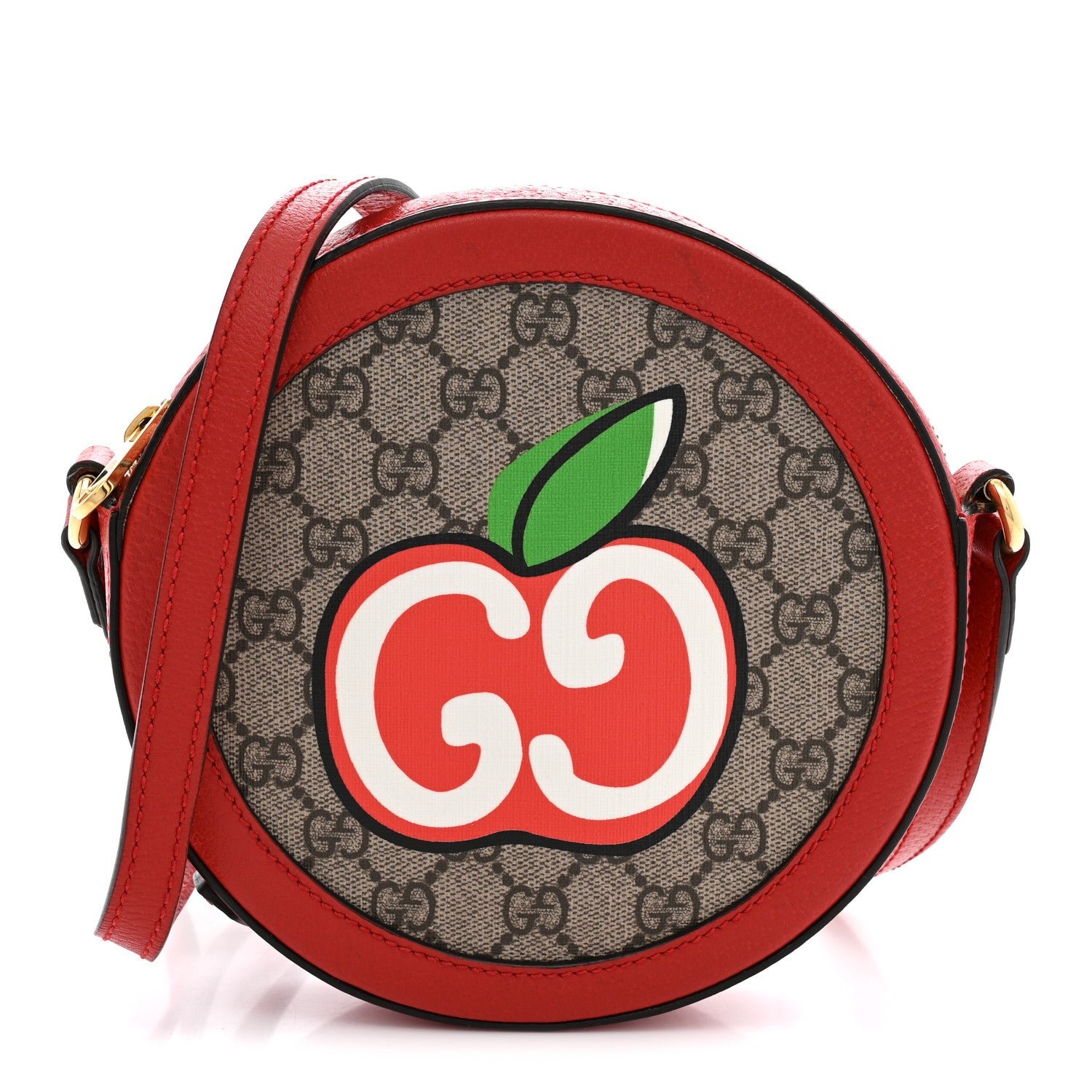 Gucci GG Supreme Monogram Apple Mini Ophidia Round Lobster Red