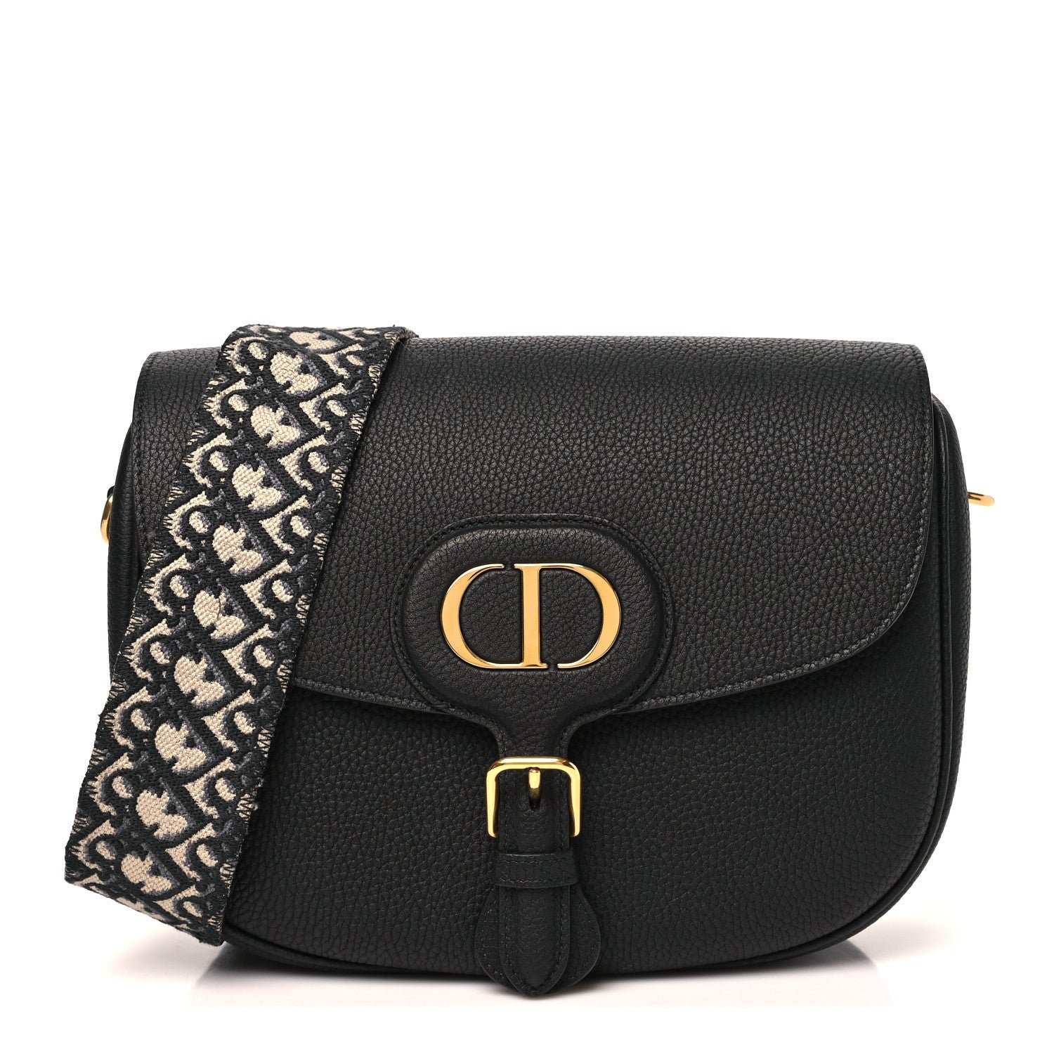 Christian Dior Grained Calfskin Large Bobby Flap Black