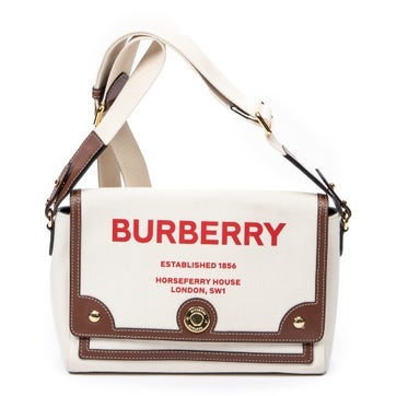 Burberry Canvas Note Logo Flap Crossbody