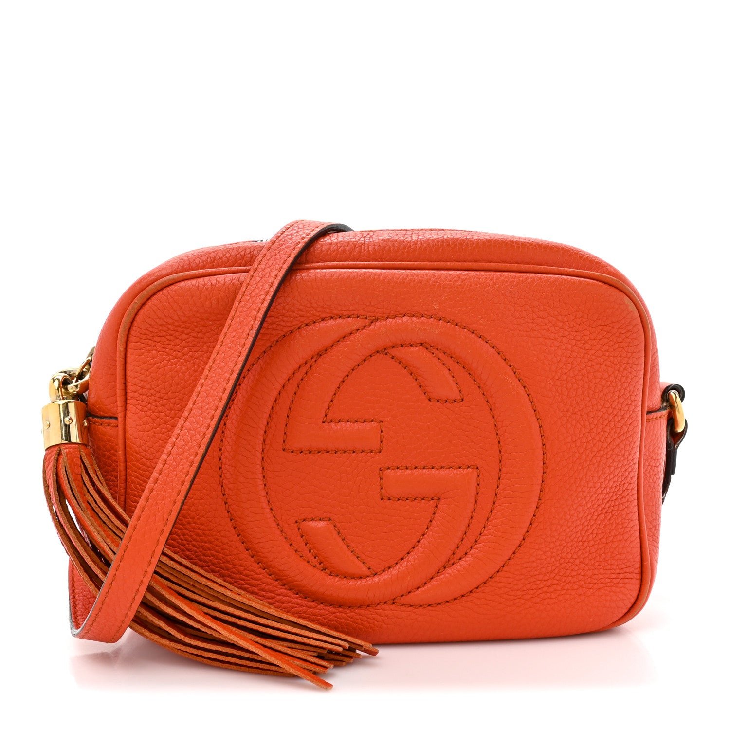 Gucci Pebbled Calfskin Small Soho Disco Bag Sun Orange