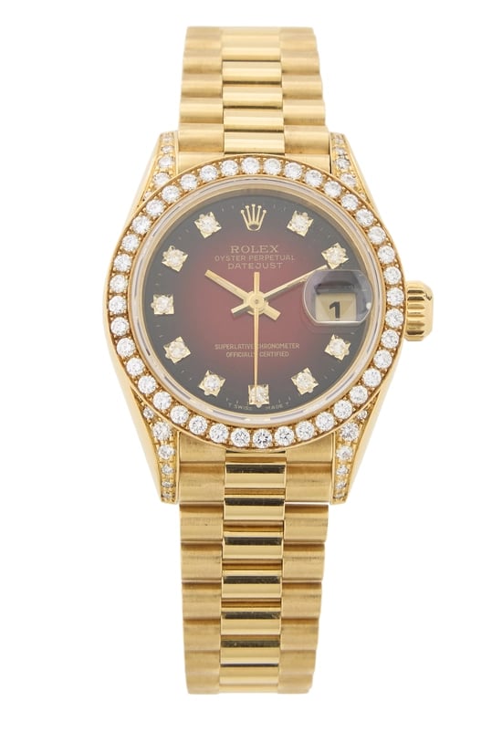 Red Vignette Dial Diamond with Diamond Bezel and Lugs Datejust 69158 26mm