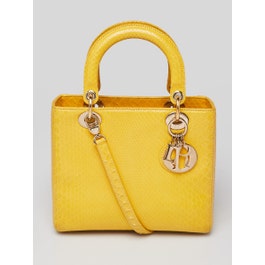 Christian Dior Yellow Python Medium Lady Dior Bag