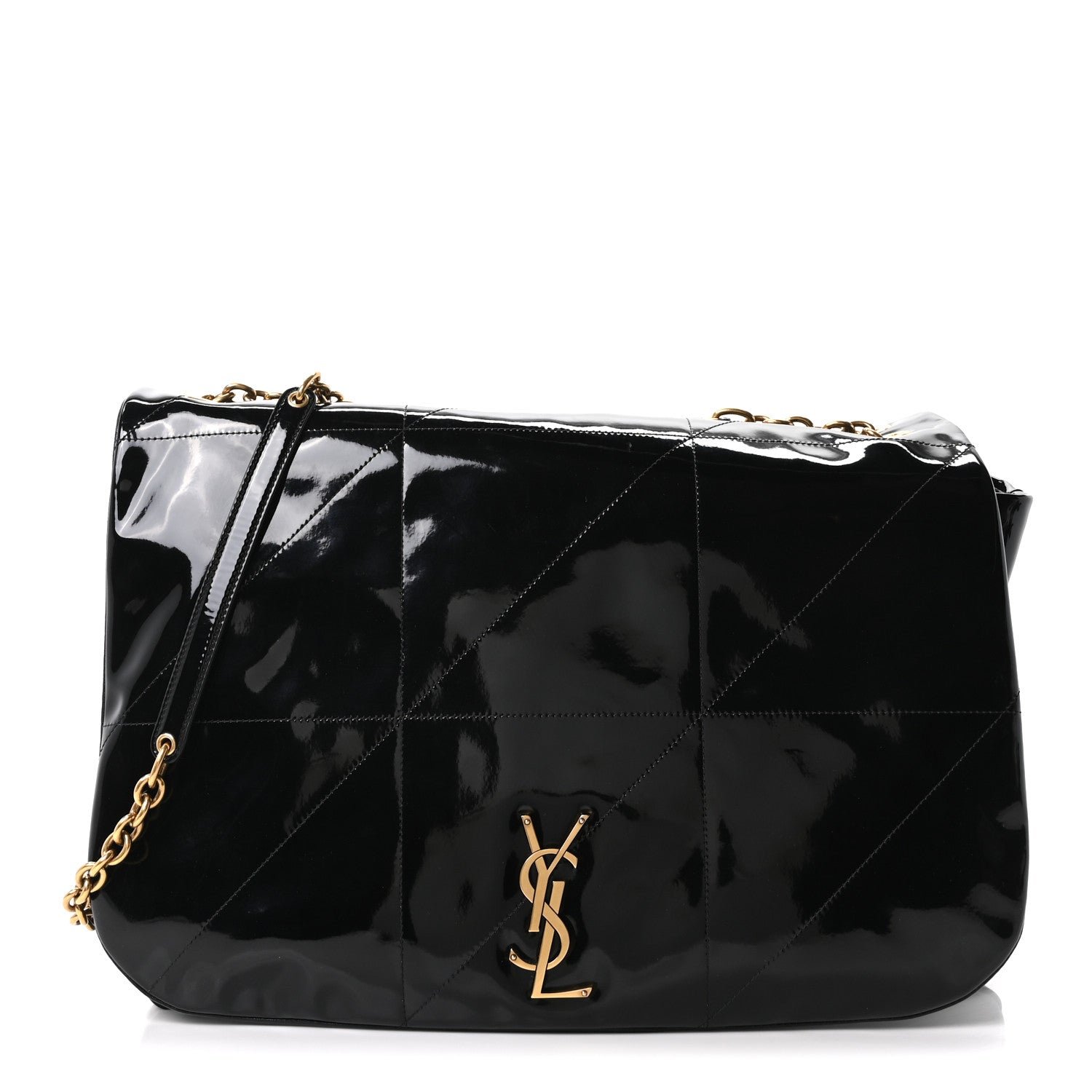 Saint Laurent Patent Matelasse Monogram Large Jamie 4.3 Black