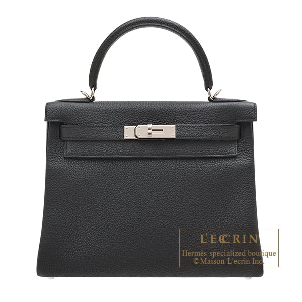 Hermes Kelly bag 28 Retourne Black Togo leather Silver hardware