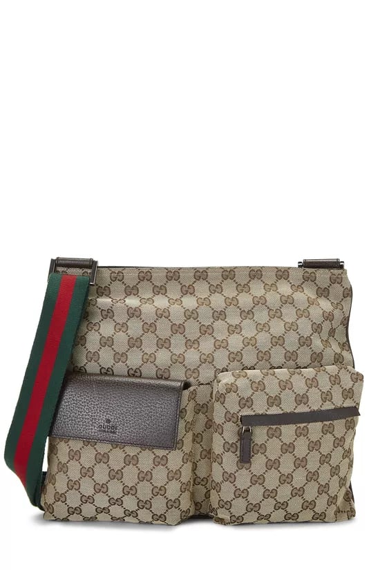 Original GG Canvas Web Double Pocket Messenger
