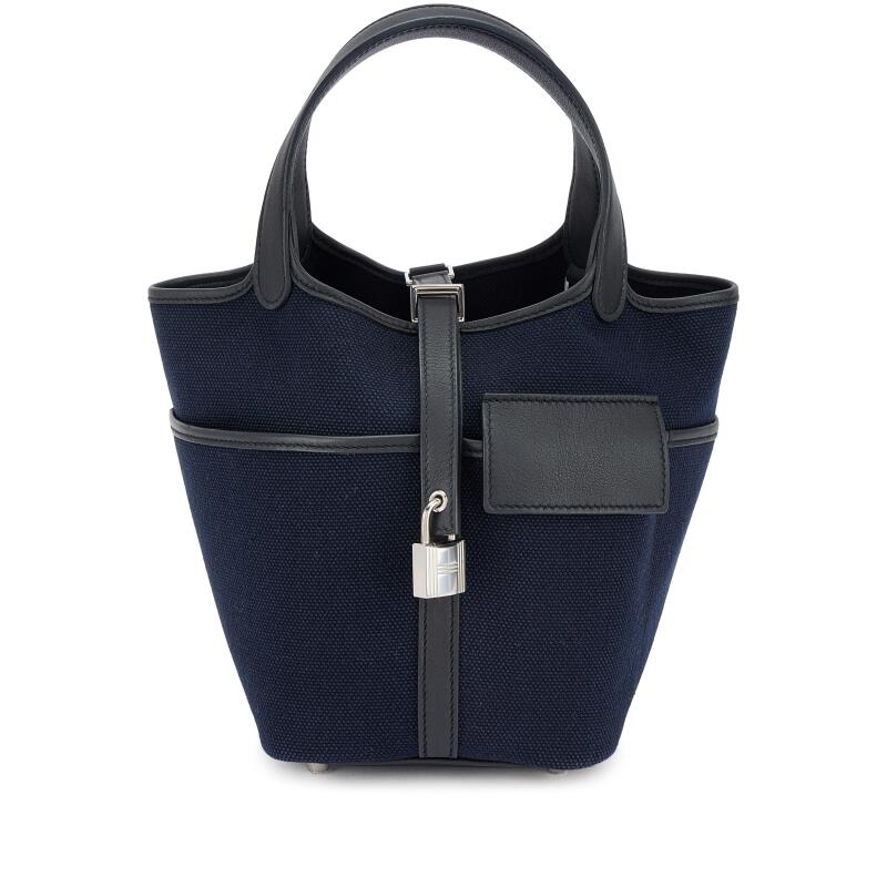 Limited Edition Black Swift and Bleu Marine Toile Goeland Cargo Picotin Lock 18 Palladium Hardware, 2022