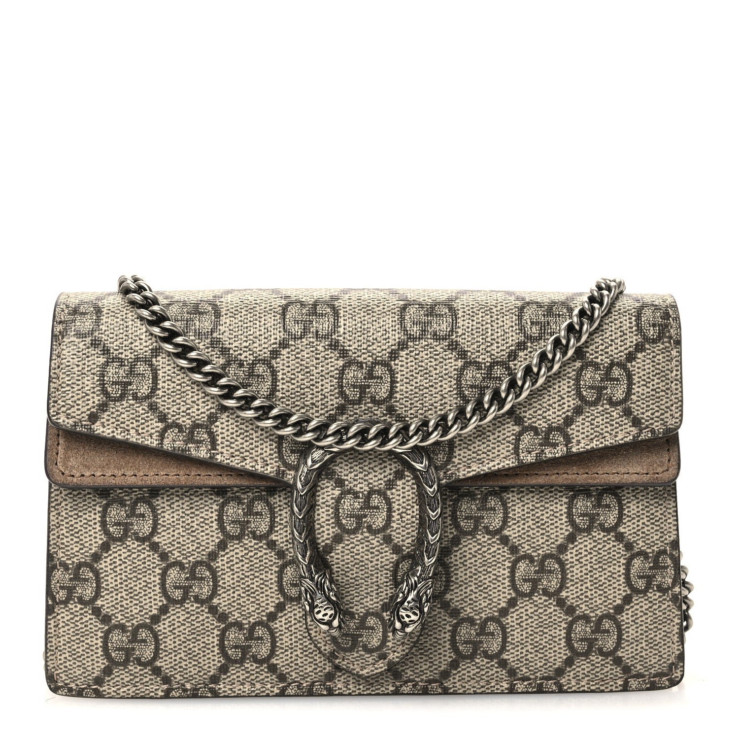 Gucci GG Supreme Monogram Super Mini Dionysus Shoulder Bag Taupe