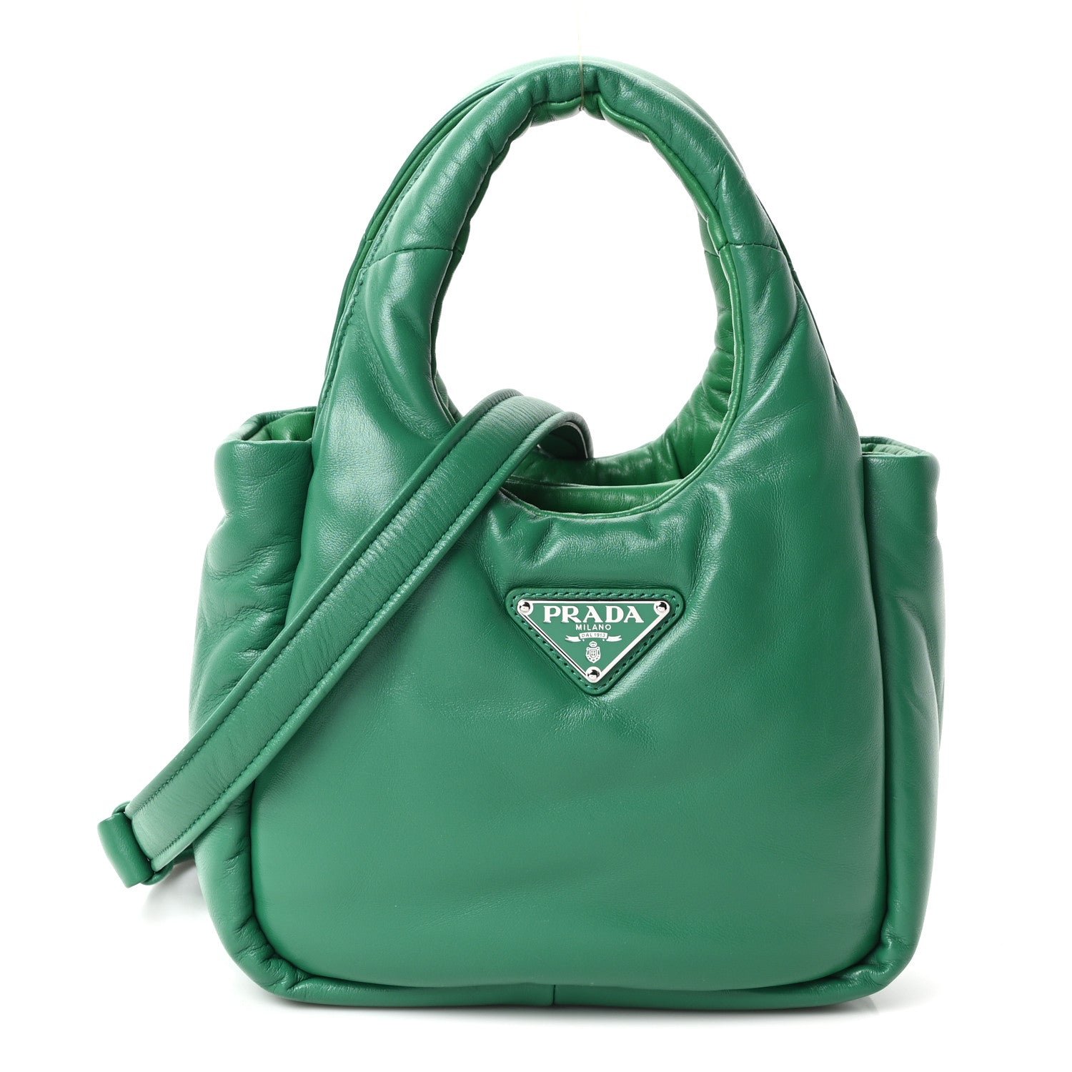 Prada Nappa Soft Padded Small Double Handled Shoulder Bag Mango
