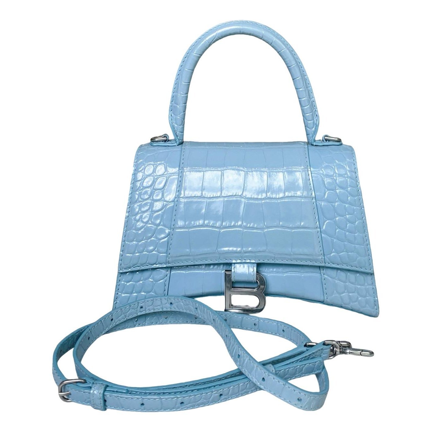 Hourglass leather handbag