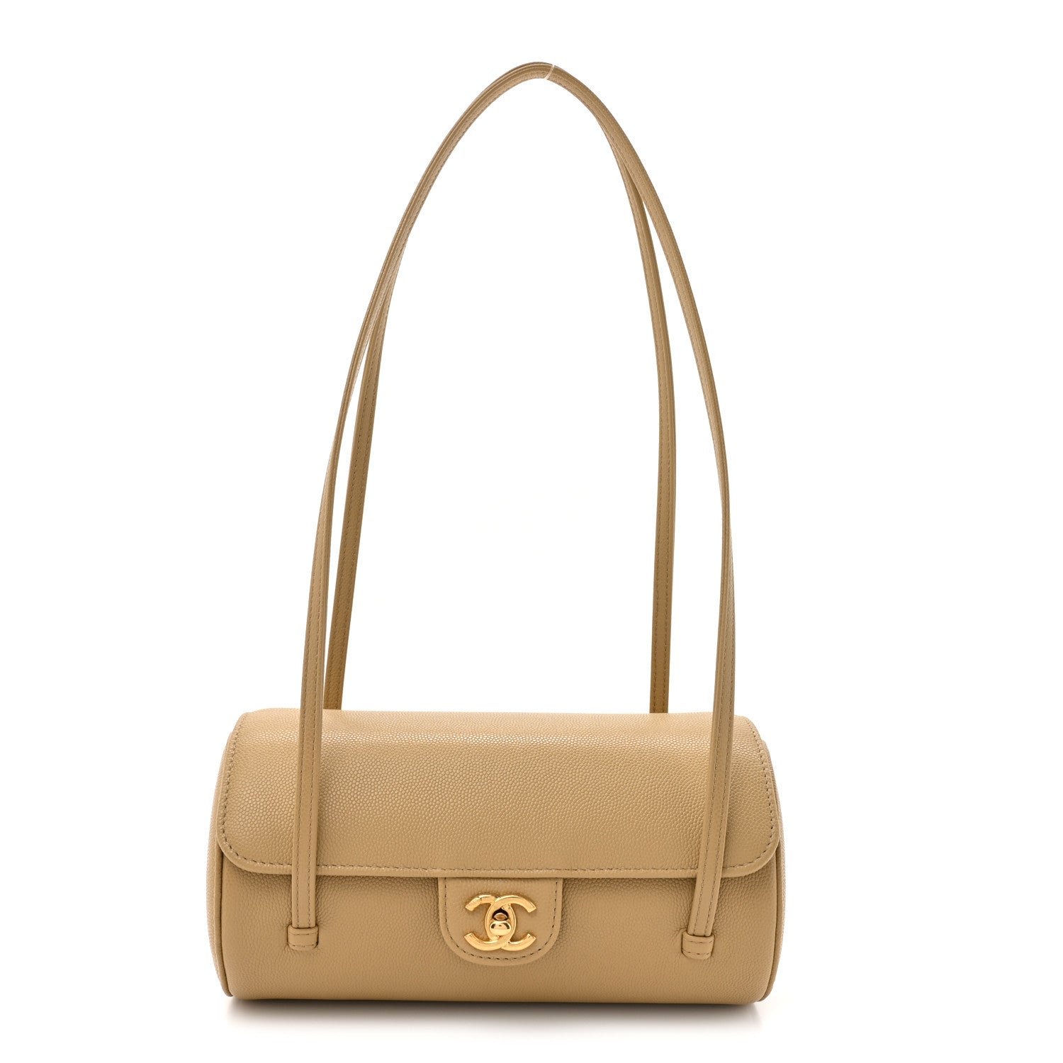 Chanel Shiny Caviar Preppy Coco Small Bowling Bag Dark Beige