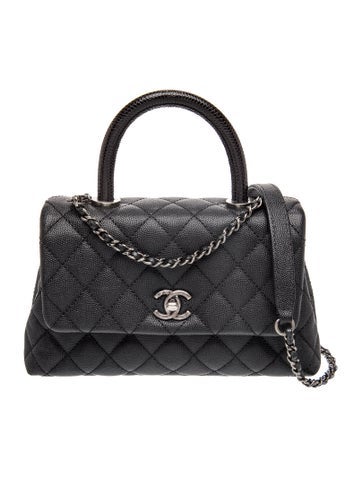 Lizard-Trimmed Mini Coco Handle Bag