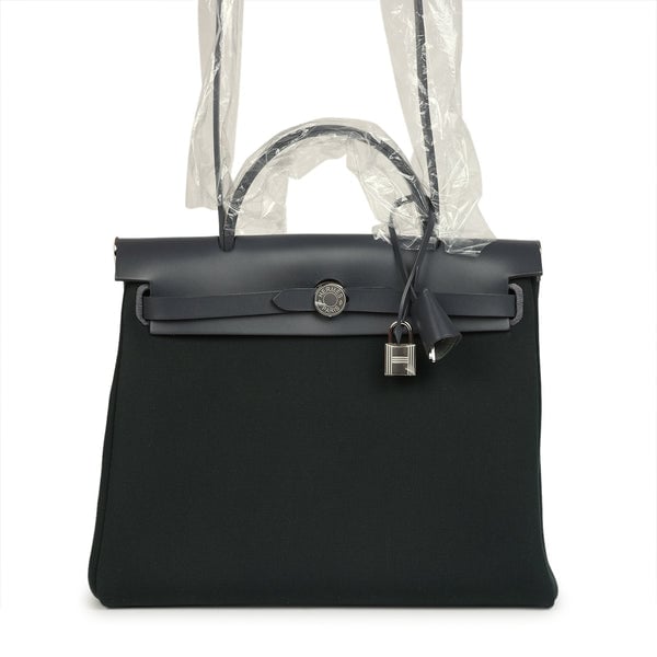 Hermes Hermes Herbag Zip PM 31 Vert Cypres Officier Canvas and Ardoise Vache Hunter Palladium Hardware