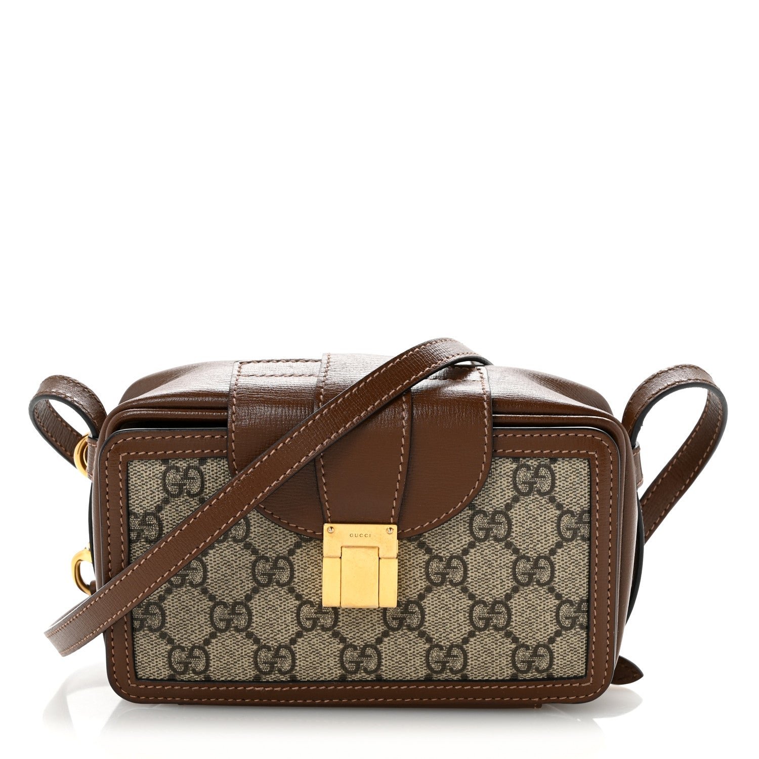 Gucci GG Supreme Monogram Mini Clasp Bag Beige Brown