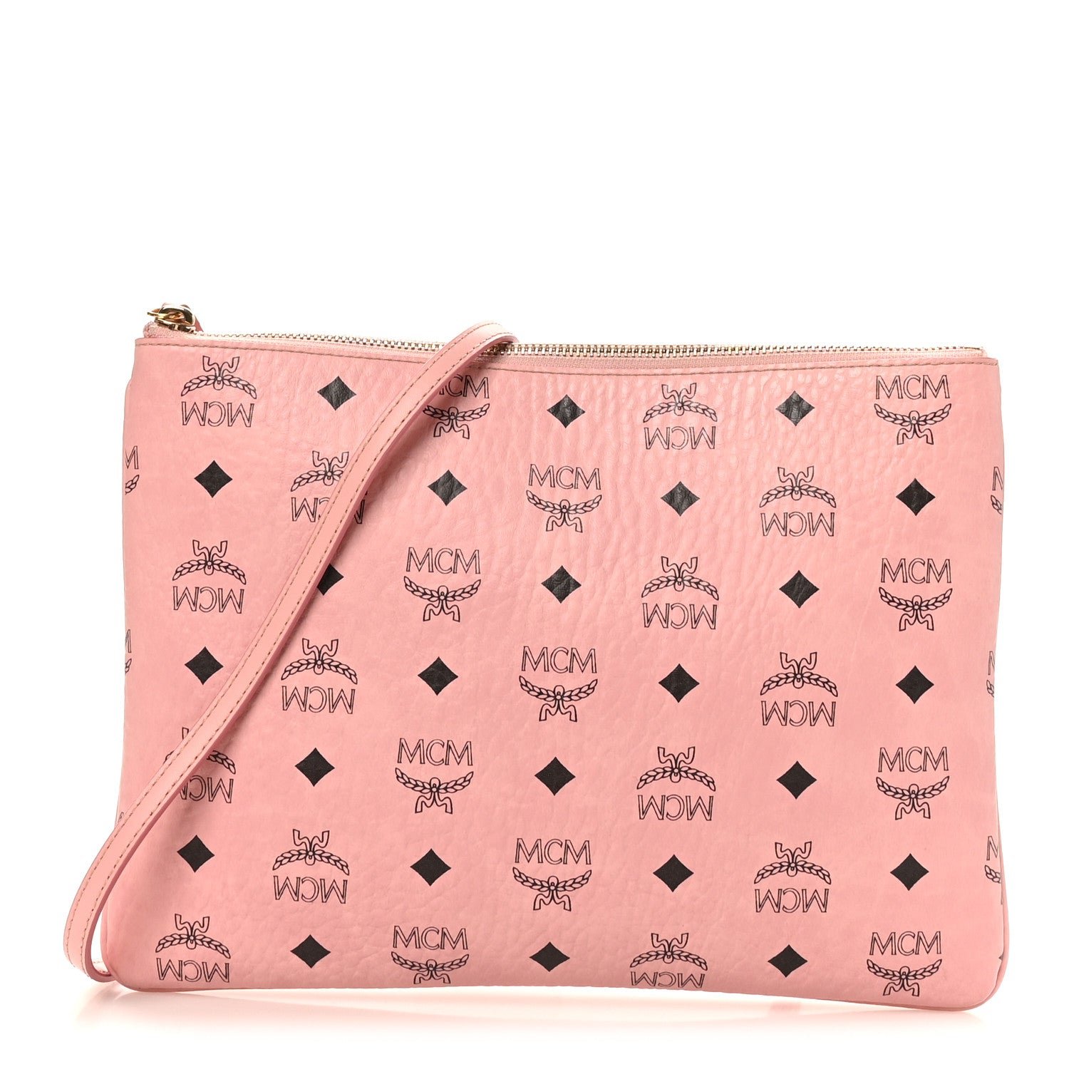 MCM Visetos Medium Crossbody Pouch Soft Pink
