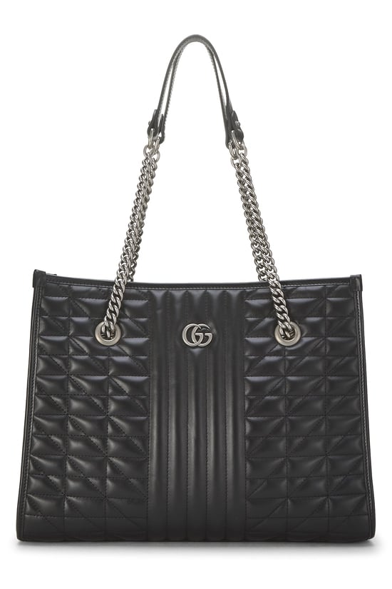 Black Leather GG Marmont Tote