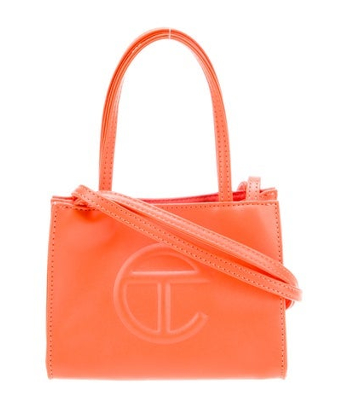 Telfar Vegan Leather Orange Shopping Bag Small