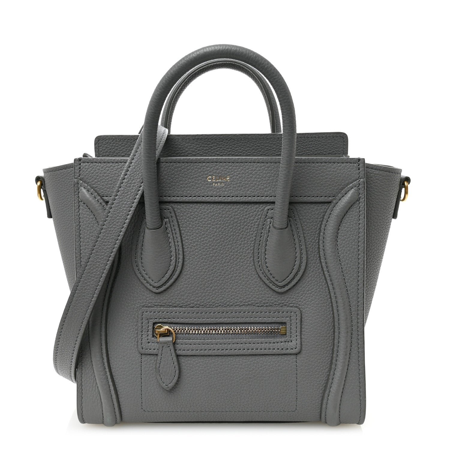Celine Baby Drummed Calfskin Nano Luggage Kohl