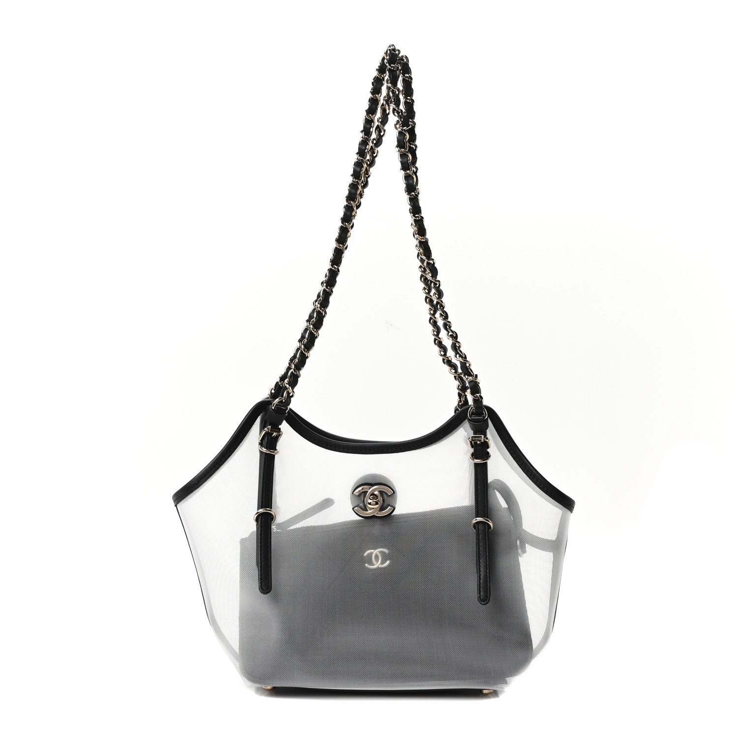 Chanel Mesh Calfskin Small Shopping Bag Transparent Black