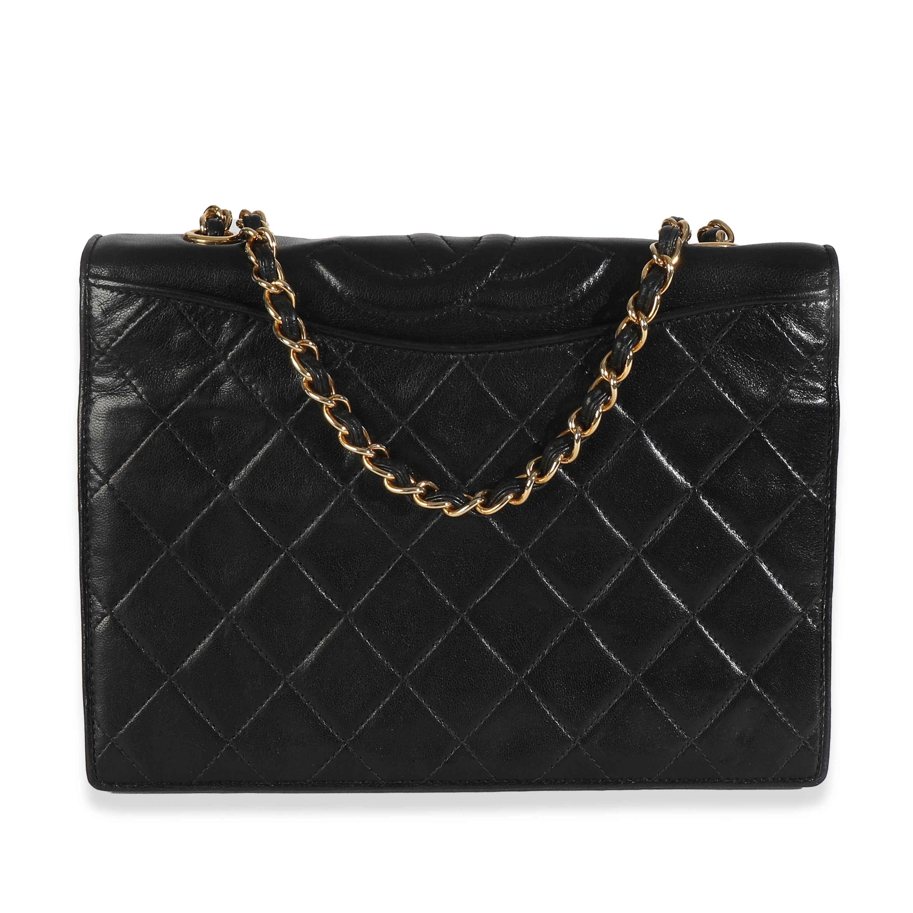 Chanel Vintage Black Matelasse Quilted Lambskin Crossbody Full Flap Bag