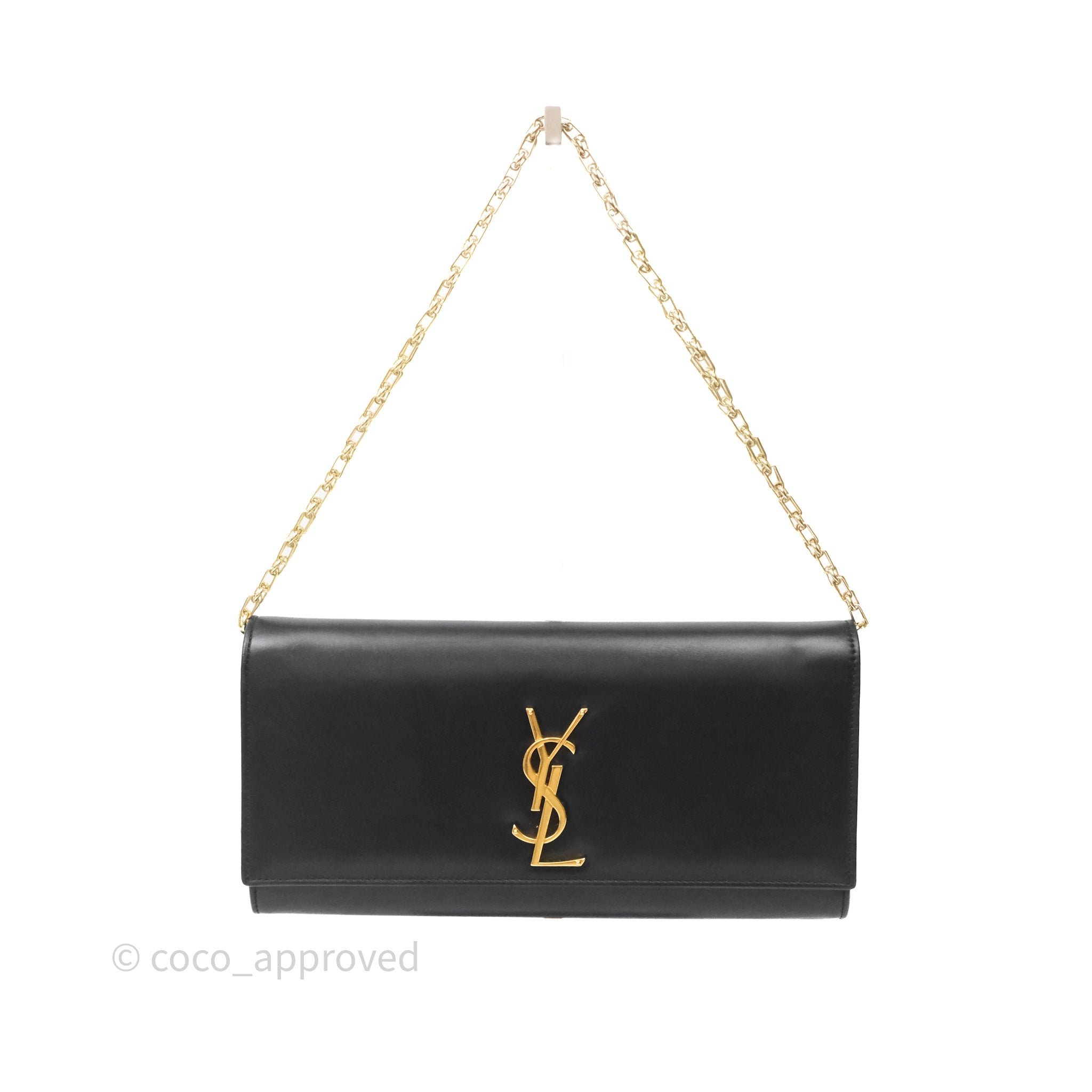 Saint Laurent Kate Clutch Bag Black Calfskin Gold Hardware
