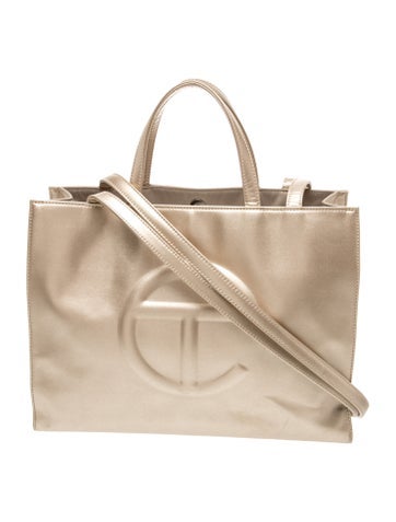 Telfar Vegan Leather Gold Medium Shopping Bag Medium