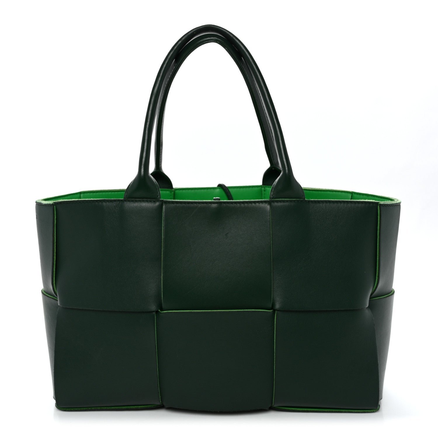 Bottega Veneta Calfskin Maxi Intrecciato Medium Arco Tote Raintree
