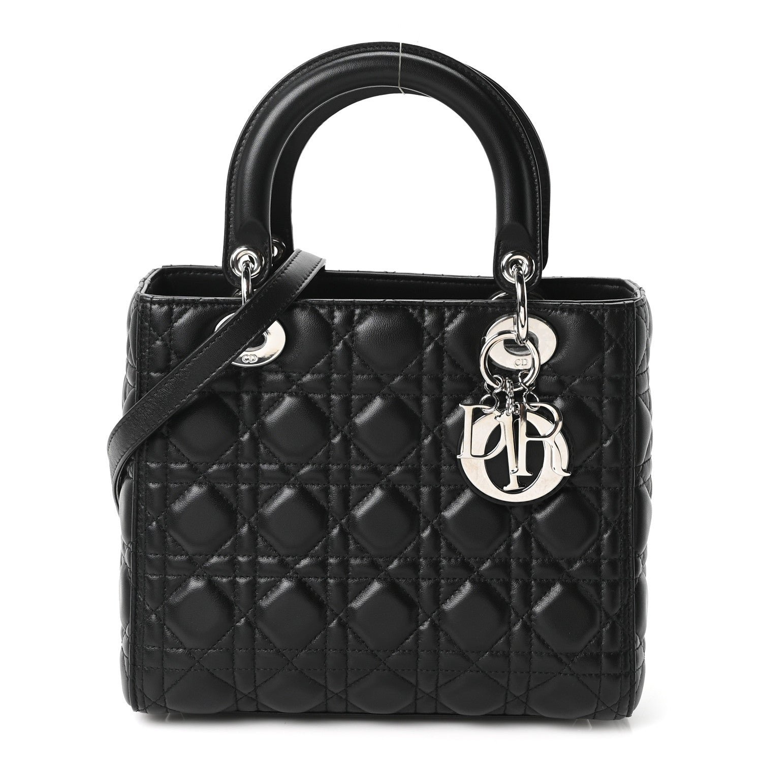 Christian Dior Lambskin Cannage Medium Lady Dior Black