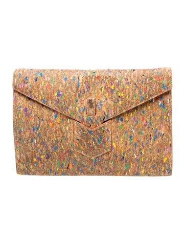 Multicolor cork envelope clutch Medium