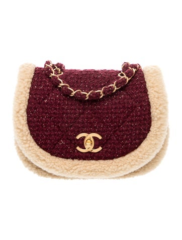 Tweed Shearling Flap Bag