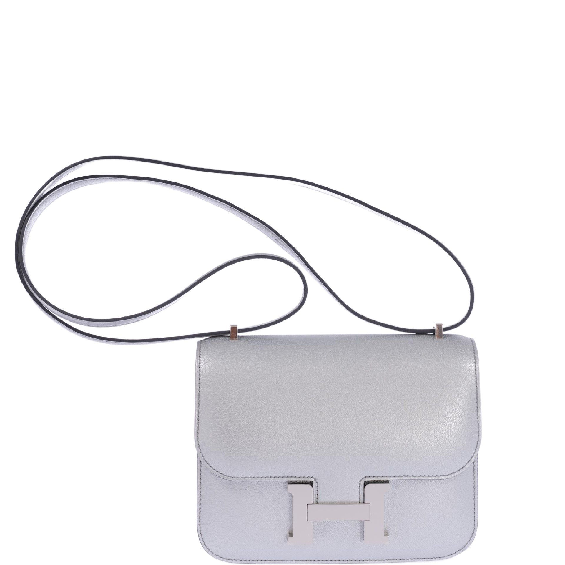 Hermes Hermès Mini Constance 18 Silver Metallic Chevre Palladium Hardware