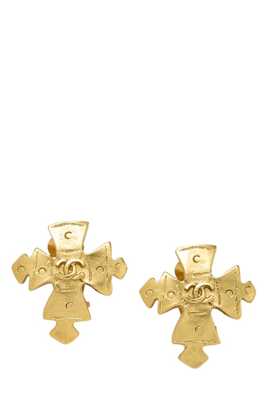 Gold 'CC' Cross Earrings