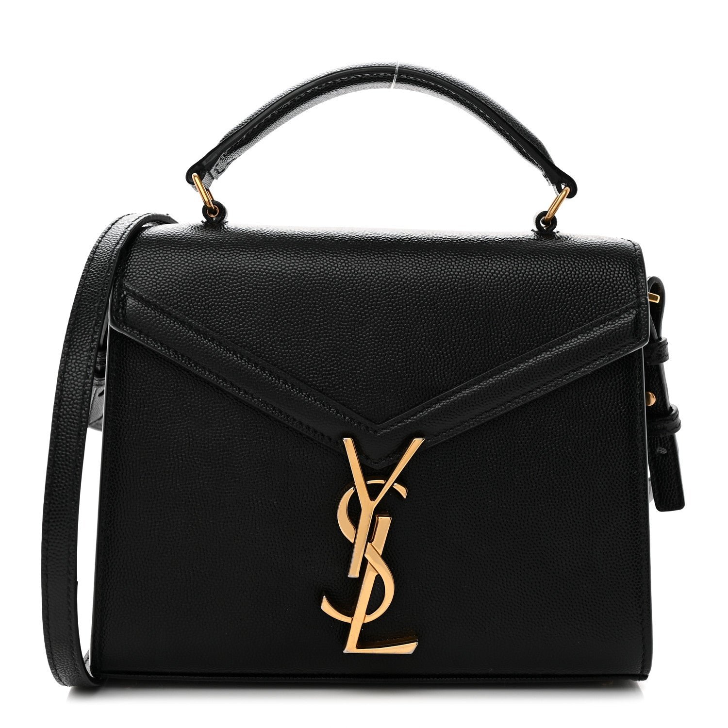 Saint Laurent Grain de Poudre Mini Classic Monogram Cassandra Top Handle Black