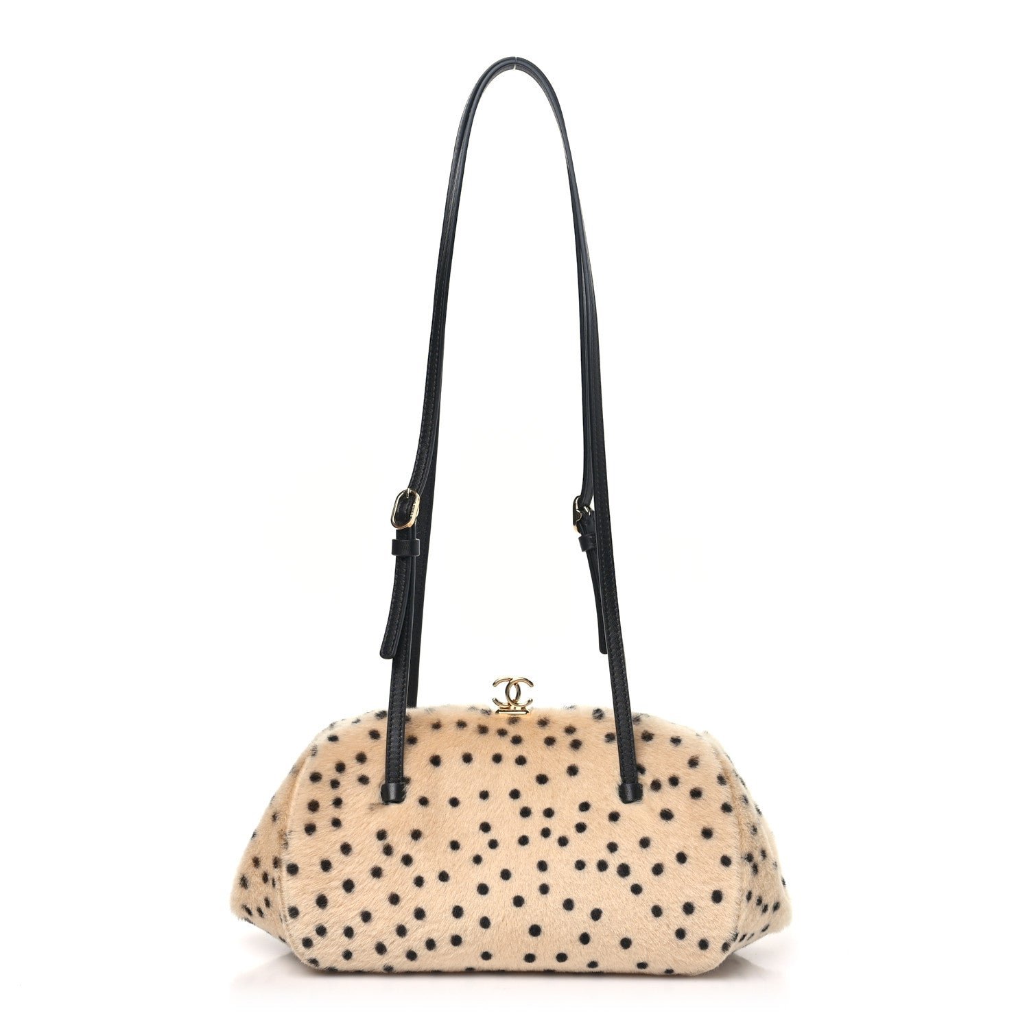 Chanel Pony Hair Cheetah Print Pretty CC Clutch With Strap Light Beige Black