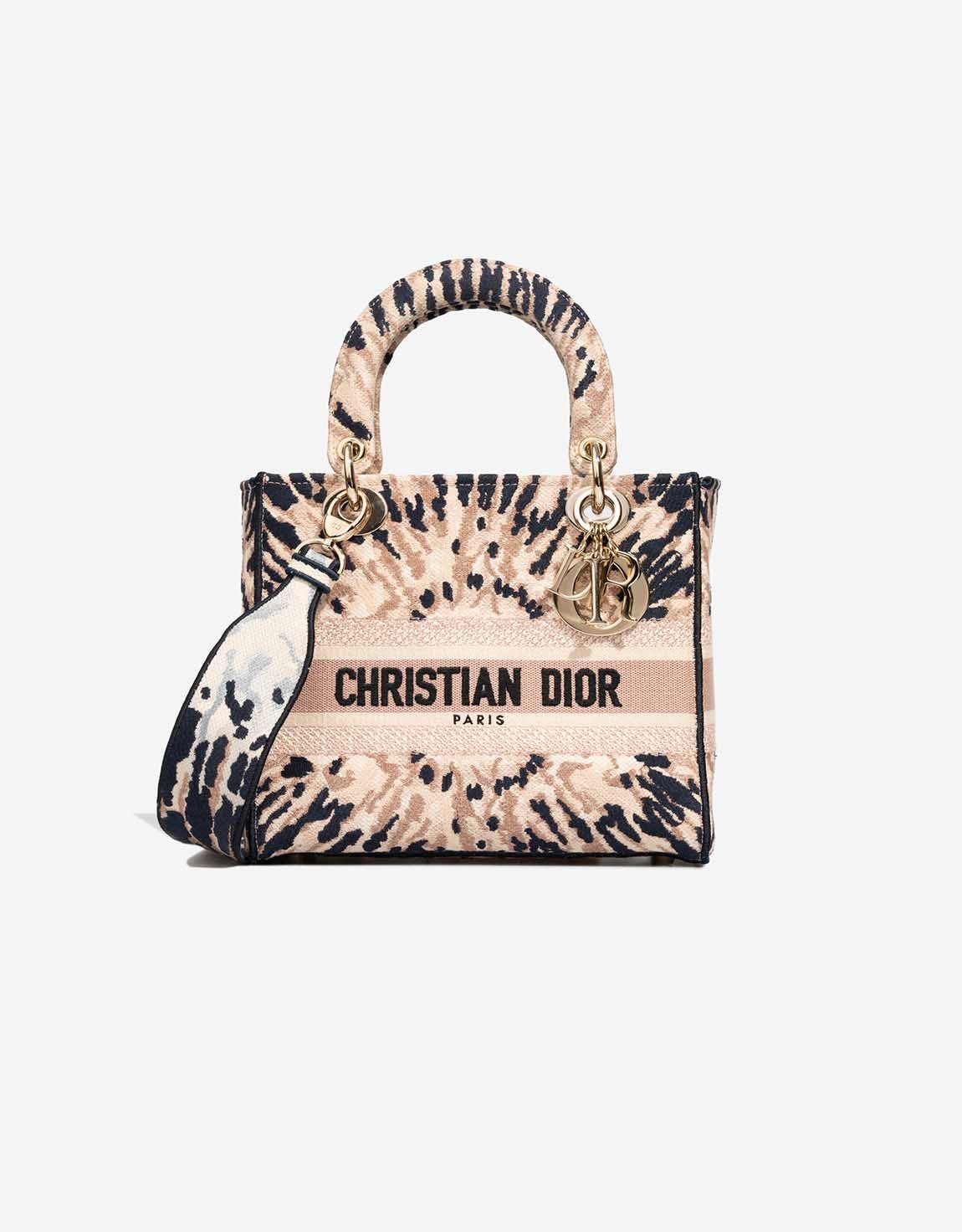 Dior 
		Lady Medium Canvas Beige / Multicolour    