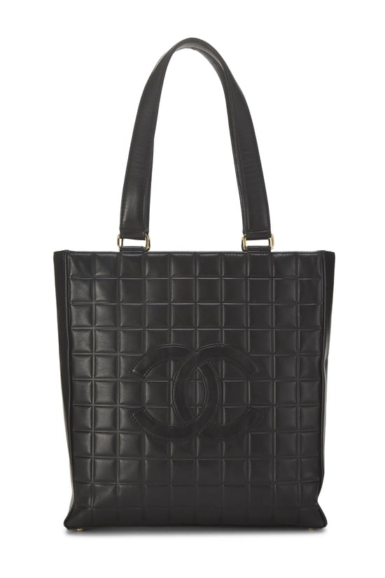 Black Quilted Lambskin Chocolate Bar Tote