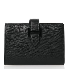 Hermes Epsom Monochrome Bearn Card Holder Wallet Black