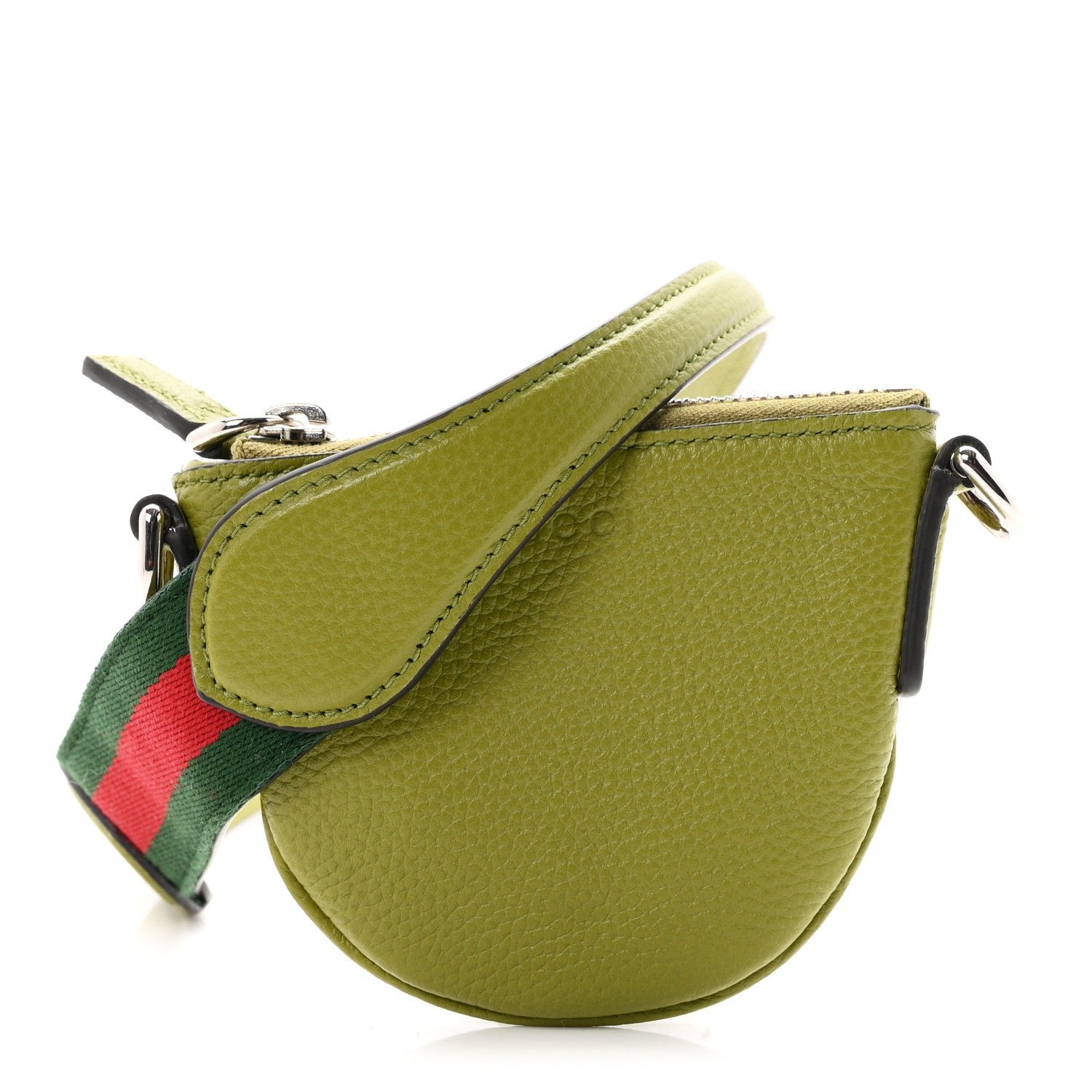 Gucci Pebbled Calfskin Mini B Shoulder Bag Olive Green