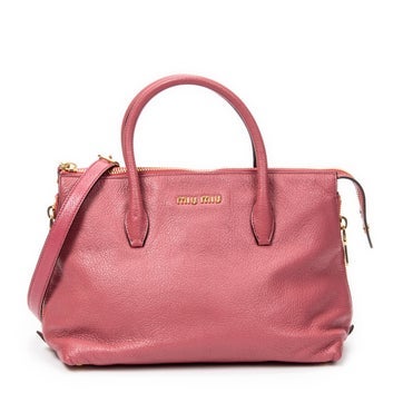 Miu Miu Leather Side Zip Convertible Tote