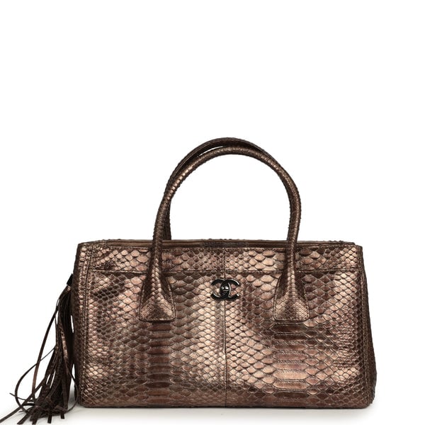Vintage Chanel Medium Cerf Executive Tote Bag Iridescent Bronze Python Ruthenium Hardware