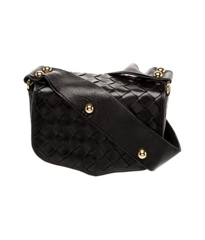Bottega Veneta Veneta Leather Vintage Intrecciato Flap Shoulder Bag
