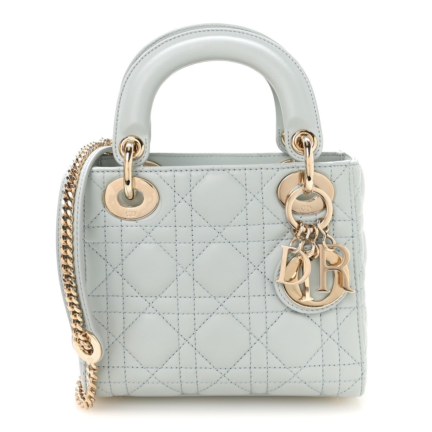 Christian Dior Lambskin Cannage Mini Lady Dior Light Blue