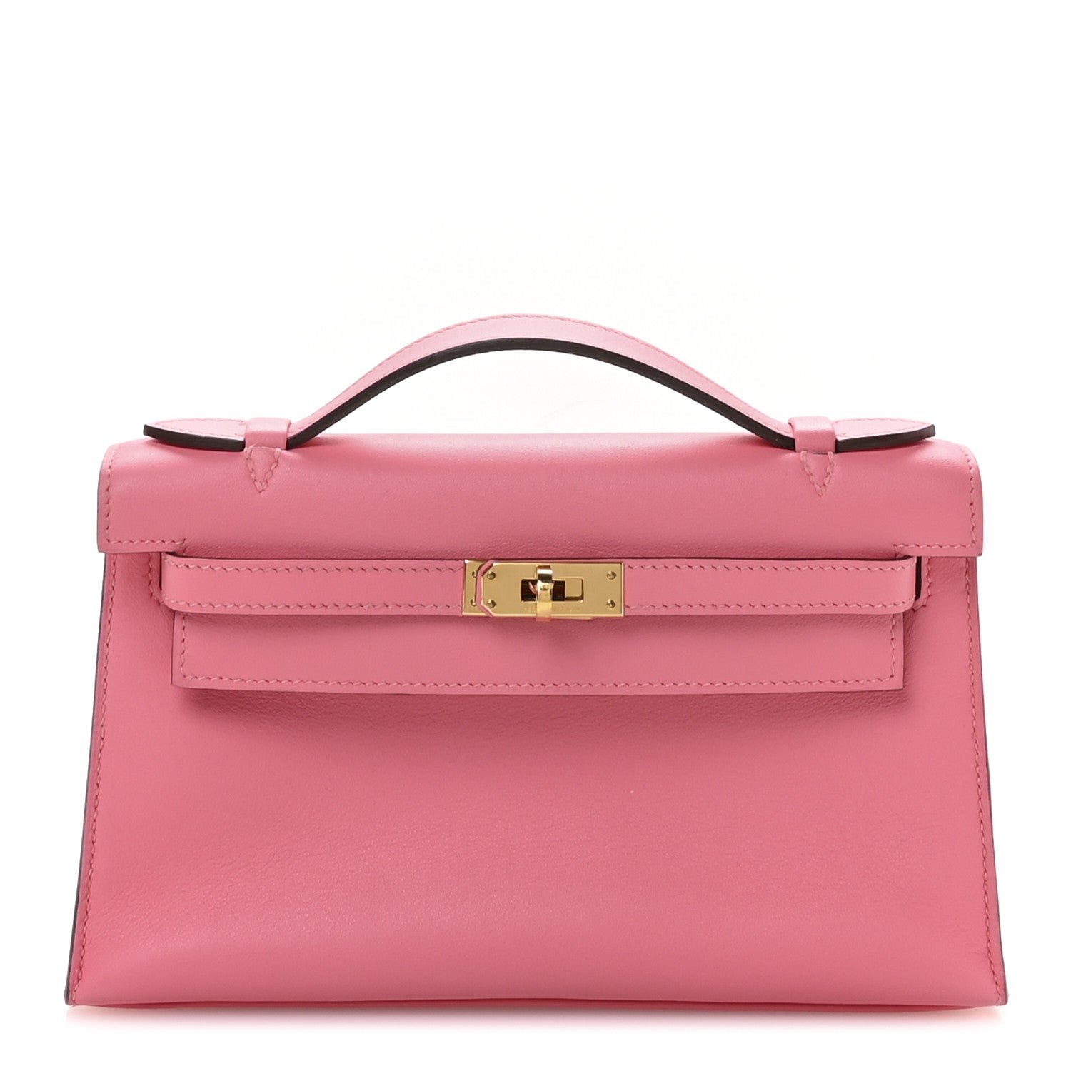 Hermes Swift Kelly Pochette Clutch Rose Azalee