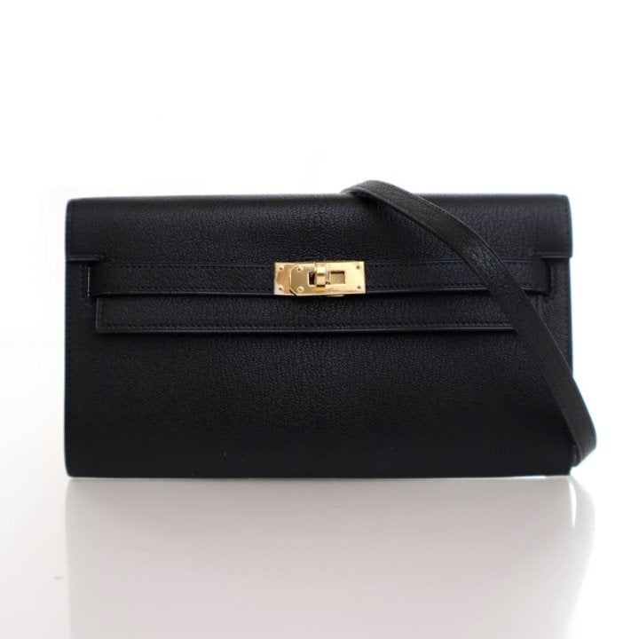 Hermes Noir Chevre Mysore Kelly To Go Wallet