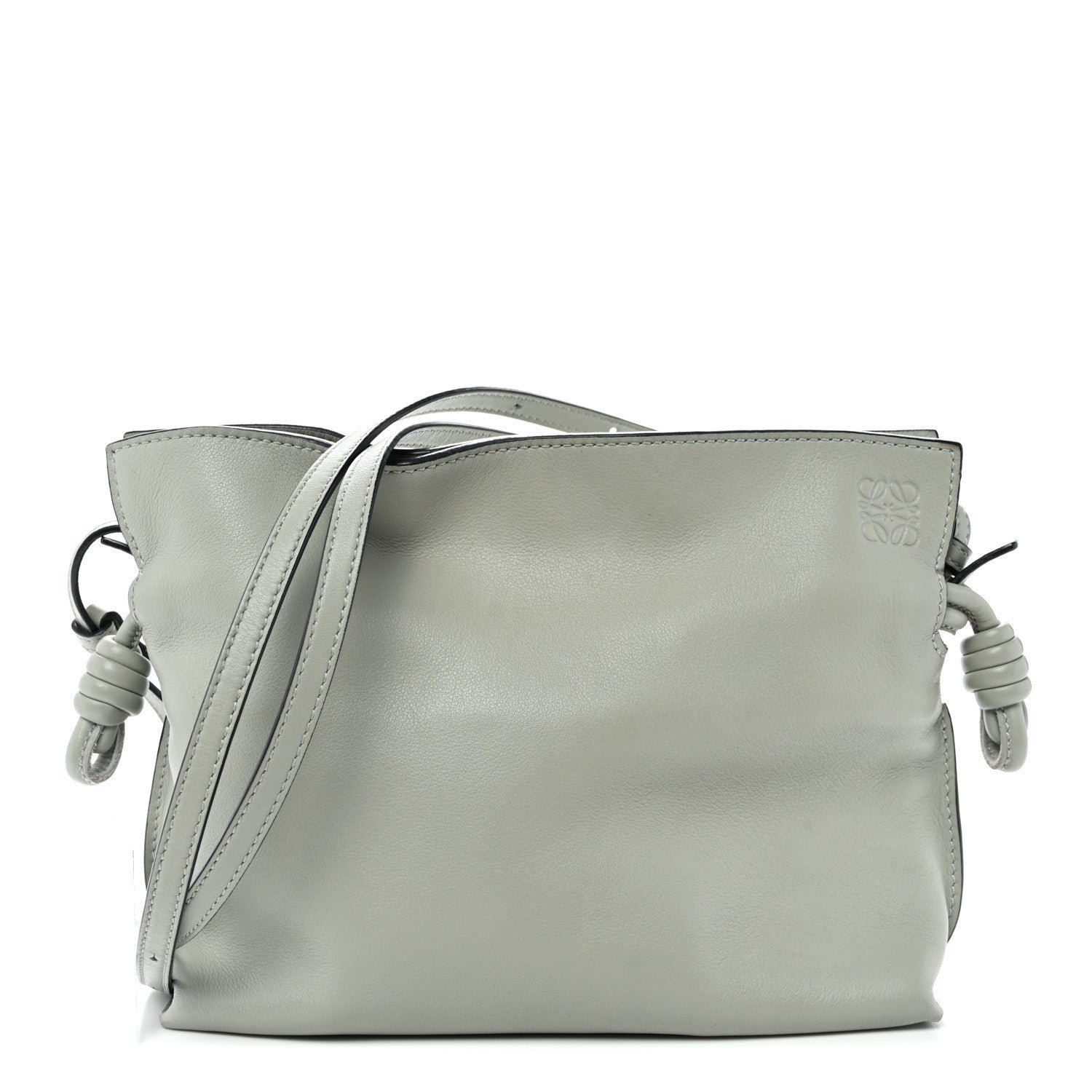 Loewe Calfskin Mini Flamenco Knot Clutch Ash Grey