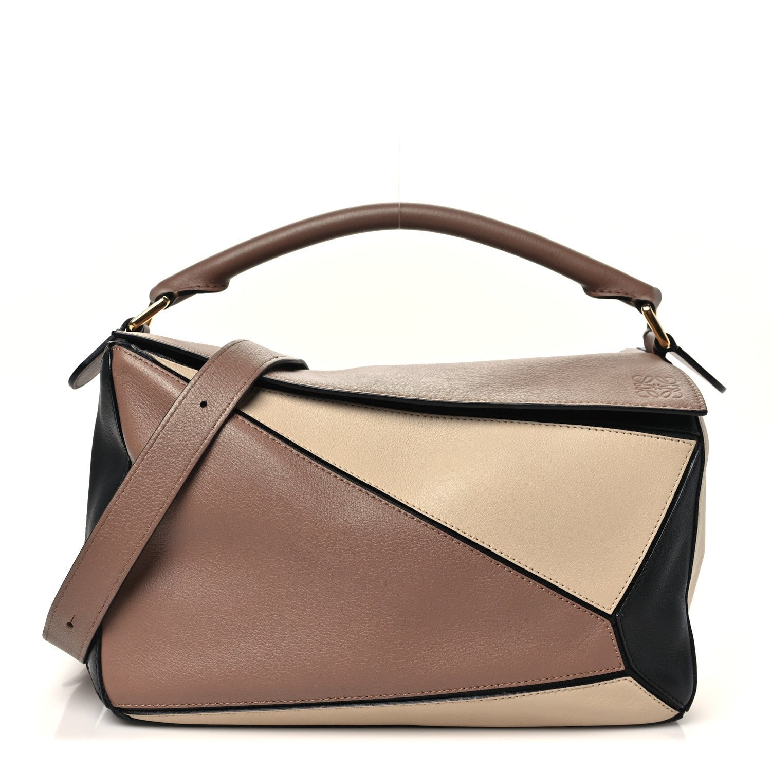 Loewe Calfskin Medium Puzzle Bag Sand Hazelnut Ash