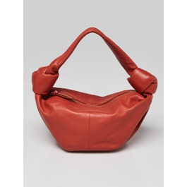 Bottega Veneta Bottega Veneta Orange Leather Double Knot Mini Shoulder Bag